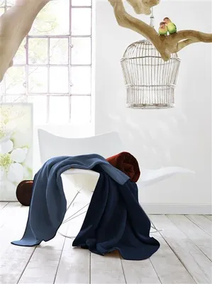 Immagine prodotto di Biederlack coperta di lana a tinta unita coperta accogliente 150 x 200 cm Duo Cott. Tendenza blu scuro