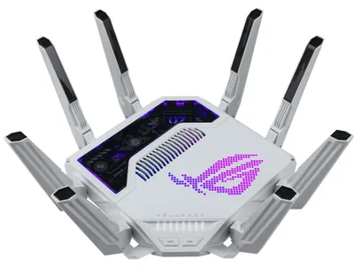 Produktbild von ASUS ROG Rapture GT-BE19000AI, Wi-Fi 7 (802.11be), Tri-Band (2,4 GHz/5 GHz/6 GHz), Ethernet/LAN, Weiß, Tabletop-Router