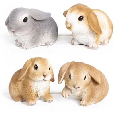 Produktbild von 4 Osterhasen Figuren braun grau Ostern Deko - zum Hinstellen