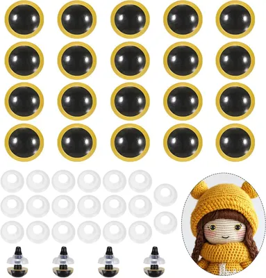 Imagen del producto de Ojos de seguridad amarillos, 10 mm, 20 unidades, para muñecas y manualidades