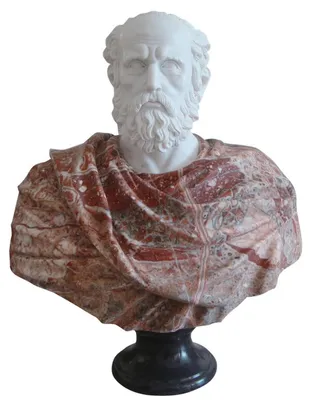 Produktbild von Casa Padrino Luxus Antik Stil Marmor Büste Weiß / Rot / Schwarz H. 90 cm