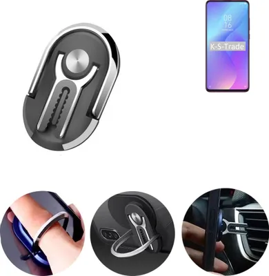 Produktbild von K-S-Trade 3in1 Smartphone-Ring Handy-Ring kompatibel mit Xiaomi Mi 9T Fingerhalterung  Handyring Tischständer Lüftungsgitter-Halterung Tisch