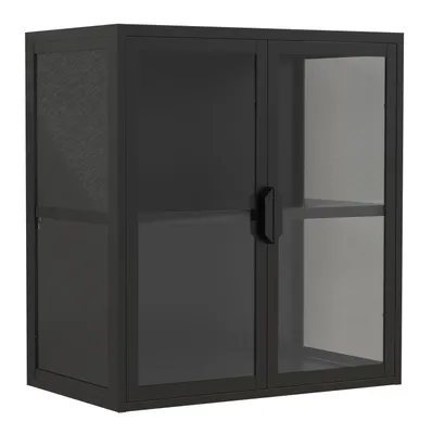 Productafbeelding van FlokasVS vitrinekast wandmontage 2 deuren zwart.