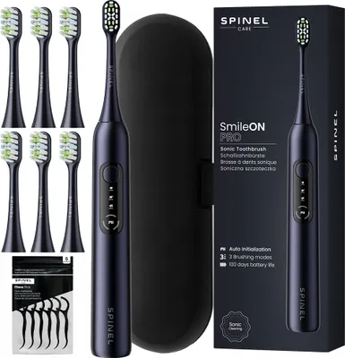 Produktbild von Szczoteczka elektryczna SpinelCare SmileOn PRO czarna + etui + 6 końcówek