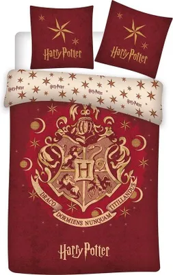 Productafbeelding van Reversibel beddengoedset Harry Potter, Zweinstein - Rood en wit - 140 cm x 200 cm