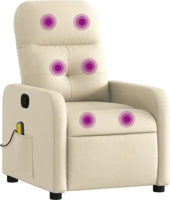 Image de Fauteuil de massage inclinable Crème Tissu