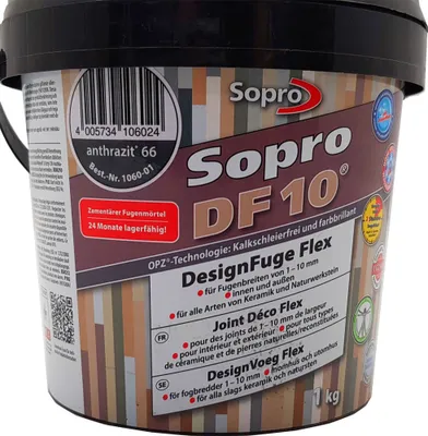 Produktbild von Sopro DF 10 Fliesen 1 kg Design Fuge Fugenmasse Fugenmörtel 1 bis 10mm anthrazit 66
