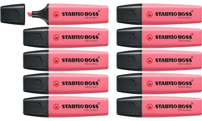 Obrázok produktu pre STABILO Boss Original Pastel, 1 kusov, Ružová, Hrot dláta, Čierna, Ružová, Plast, Obdĺžnik