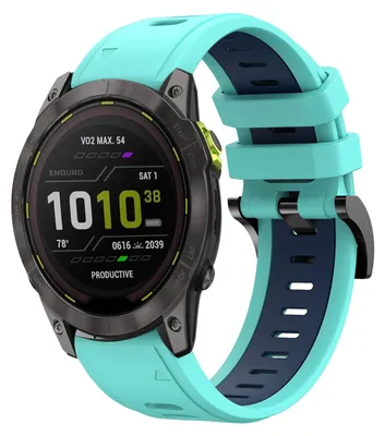 Immagine prodotto di Per Garmin Enduro 3 Cinturino in silicone sportivo bicolore 26 mm turchese/blu scuro