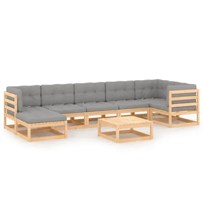 Produktbild von vidaXL 8-tlg. Garten-Lounge-Set mit Kissen Massivholz Kiefer