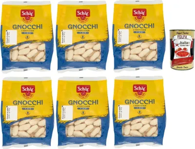 Produktbild von SCHÄR Senza Glutine Gnocchi di patate, Glutenfrei Kartoffel Pasta nudeln, gluten free pasta, 6x 300g + Italian Gourmet polpa 400g