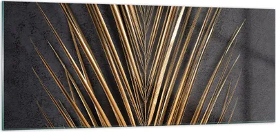 Produktbild von Bilder auf glas - Einteilig - Blatt golden schwarz - 100x40cm - Glasbilder - Wandbilder - Bilder - zum Aufhängen bereit - Wanddekoration aus Glas - Glas Bilder - Wandbild auf Glas - GAB100x40-5091