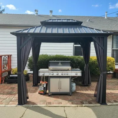 Produktbild von PURPLE LEAF Economy Hardtop Pavillon 2,4x3 m wasserdicht, winterfest und stabil, geeignet für den Garten, Grau