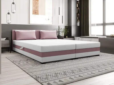 Produktbild von Doppelbett 160x200 ZAJDA DOUBLE 2 mit Stauraum - rosa/weiß