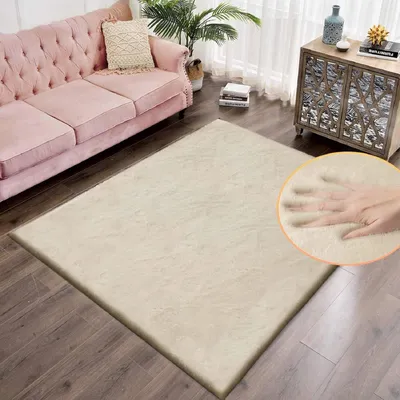Immagine prodotto di Tappeto per soggiorno, beige, lavabile, 150x240 cm, in ecopelliccia, morbido, rettangolare