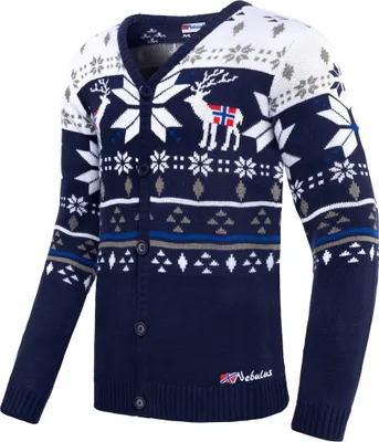 Produktbild von Nebulus Norweger Strick-Cardigan, Strickjacke SCAPE Herren, Norwegerjacke , vielseitig , P6213 - Herren, navy-weiß, 3XL