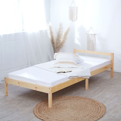 Homestyle4u 888, dřevěná postel 90x200, postel pro mládež jednolůžko s roštovým rámem, přírodní, masivní borovicové dřevo