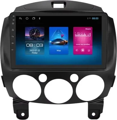 Zdjęcie produktu dla Radio samochodowe Mazda 2 serii S z systemem Android – CarPlay, Android Auto, 1280x720 QLED, Bluetooth, podzielony ekran, PIP, podwójny DIN – 1 GB pamięci RAM, 16 GB pamięci