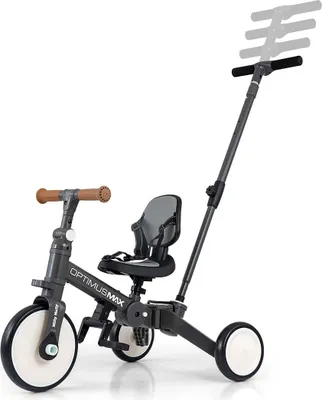Produktbild von Milly Mally Optimus Max 5in1 Dreirad mit Fü hrungsschiene dunkelgrau
