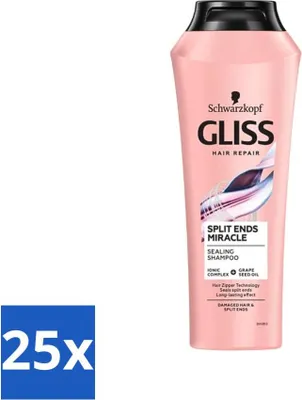 Productafbeelding van Gliss - Shampoo - Spliss Wunder - Voor beschadigd haar - 250 ml - Voordeelverpakking - 25 stuks