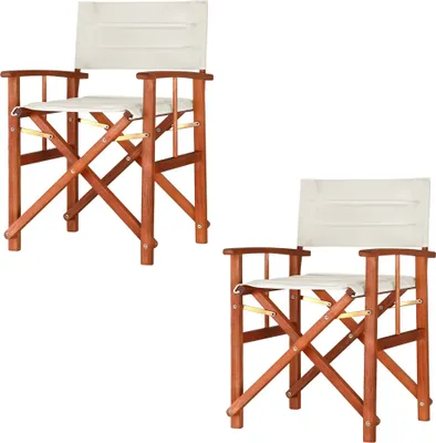 Obrázek produktu pro CASARIA® 2x zahradní židle Čalouněná dřevěná židle krémová FSC® certifikovaná Skládací židle 160 kg Naložený potah 30° Omyvatelná područka Skládací zahradní židle Balkonová židle Kempování Odolná proti povětrnostním vlivům Eukalyptus 56,5x86cm