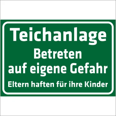 Produktbild von INDIGOS UG - Aufkleber - Sicherheit - Teichanlage - Betreten auf eigene Gefahr - 200x150 mm