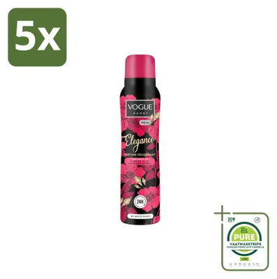 Obrázek produktu pro 5 kusů dámského parfémovaného deodorantu Vogue Elegance, objem 150 ml, balení