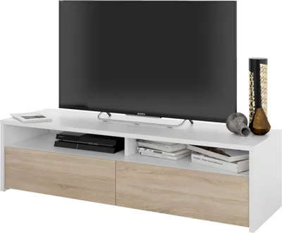Productafbeelding van Pato TV-meubel met 2 deuren, kleur wit - eikenhout