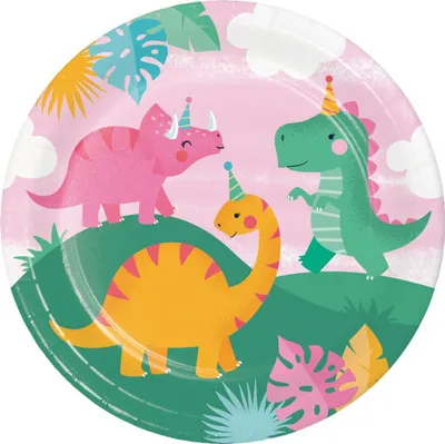 Produktbild von 8 Dino Girls Pappteller 23cm