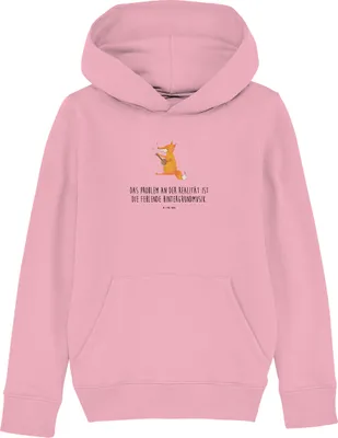 Produktbild von Mr. & Mrs. Panda Kinderpulli Fuchs Gitarre 5-6 Jahre (110/116) - Baumwolle Pink - Geschenk, Hoodie, Sweatshirt, Kinderpullover, Singen, Musik, Kapuzenpullover, glücklich
