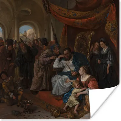 Produktbild von MuchoWow® Poster Moses und die Krone des Pharao - Jan Steen 50x50 cm - Wohnzimmerdekoration