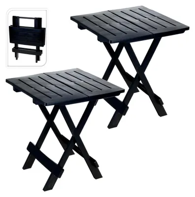 Produktbild von 2er Set Campingtisch Gartentisch Beistelltisch Klapptisch Kunststoff 50x45x43cm Schwarz