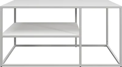 Zdjęcie produktu dla In And OutdoorMatch Stolik kawowy Mandela - Z półką - 45x90x60 cm - Matowy biały - Stal - Nowoczesny design