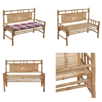 Produktbild von vidaXL Gartenbank mit Auflage 120 cm Bambus - Gartenbank - Gartenbänke - Terassenbank - Terassenbänke
