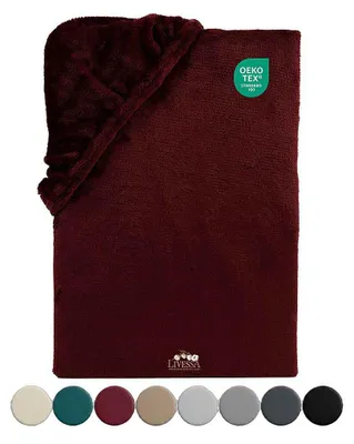 Produktbild von Livessa Spannbettlaken 90x200 cm Cashmere Touch – Kuschelig Warmes Bettlaken & Spannbetttuch, Rundumgummizug, Bordeaux