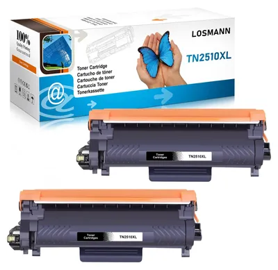 Produktbild von LOSMANN TN-2510XL Toner Kompatibel für Brother TN2510 XL für Brother HL-L2400DW HL-L2445DW DCP-L2660DW DCP-2620DW MFC-L2800DW MFC-2835DW MFC-L2860DW MFC-L2827DWXL MFC-L2827DW MFC-L2827DWE (2 schwarz)