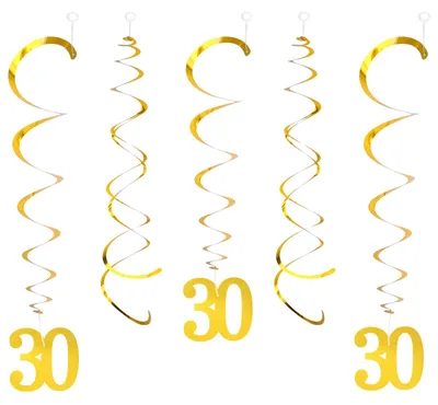 Goldene Spiralgirlanden 30. Geburtstag, 20 Stück, Deko für Party