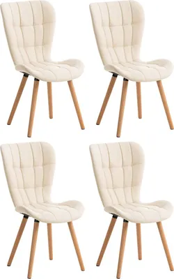 Obrázek produktu pro 4dílná jídelní sada židlí, sedáky z umělé kůže, pohodlné polštáře, stylový design | barva: krémová
