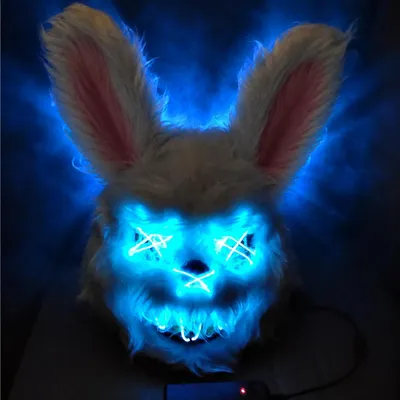 Produktbild von Horror Hase LED Grusel Maske - wie aus Purge steuerbar, Gesicht leuchtend, für Halloween, Fasching & Karneval als Kostüm für Herren & Damen