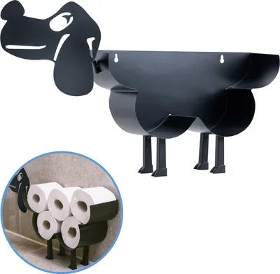 Produktbild von Sanics Reservepapierhalter Freistehend - Toilettenpapierhalter Hängend - Wandhalter - Ersatzrollenhalter Hund - Rollenhalter Schwarz