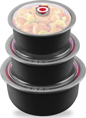Produktbild von Mikrowellen-Schalen-Set 3-teilig, 260/480/900ml, für Backofen, Kühlschrank
