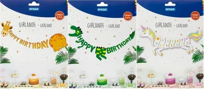 Produktbild von STYLEX Girlande - Happy Birthday - 3 Mtoive sortiert