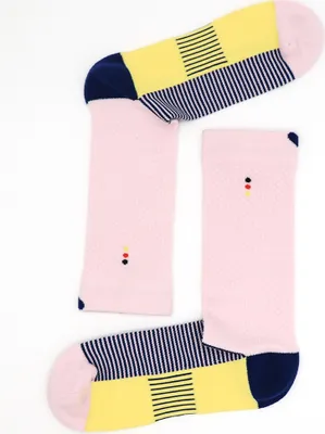 Produktbild von MEGAGROUP 2 Paar Casual Socken Stricksocken gestreift 35-39 Strümpfe hellpink für Sport