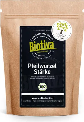 Produktbild von Biotiva Pfeilwurzelstärke, 1000g aus biologischem Anbau