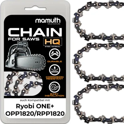 Zdjęcie produktu dla 3x Łańcuch 20cm 1,1mm 3/8" 33TG do Ryobi ONE+ OPP 1820 / RPP 1820