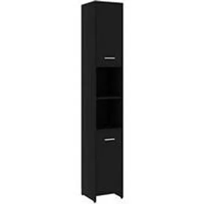 Image de Armoire de salle de bains étroite, noire, avec portes