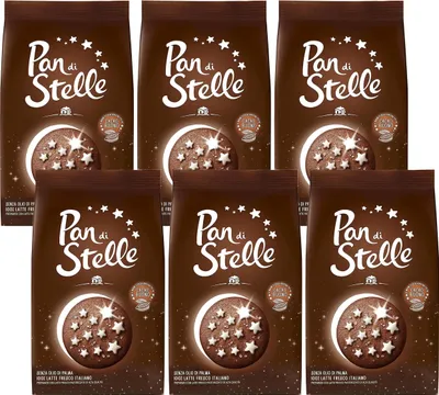 Produktbild von MULINO BIANCO Pan di stella - Italienische Schokoladenkekse mit gefrorenen Sternen 350g x 6 pakete (Pan di stella, x6)
