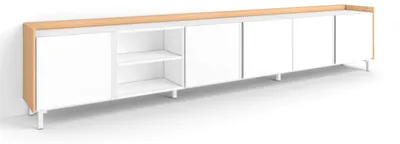 Produktbild von TV-Möbel Holzeffekt weiß und eiche 309x35x61cm mit Beinen