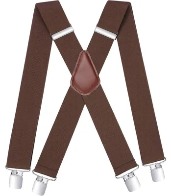 Produktbild von Hosenträger Herren 5cm breit X-Form 4 Metallclips Einstellbar Elastisch Braun