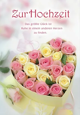 Produktbild von DeCoArt Glückwunschkarte Hochzeit Rosen in Herzschachtel rosa gelb creme ca. 11,5 x 16,6 cm